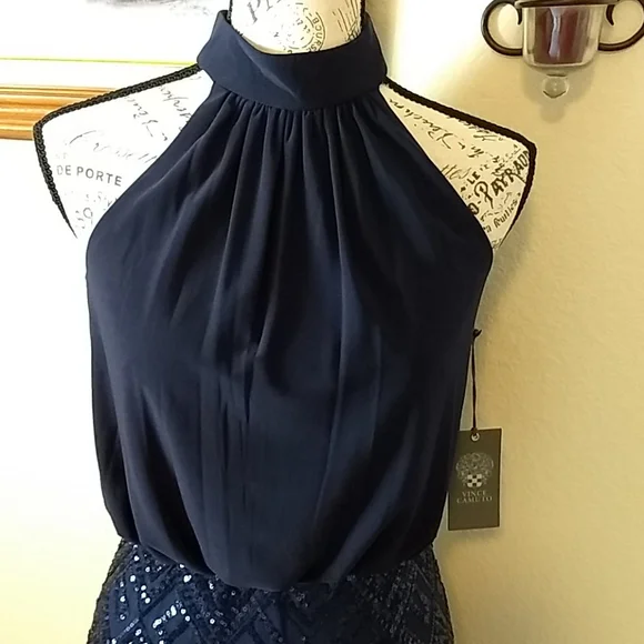Vince Camuto Navy Blue Sequin Dress (Perfect cocktail attire) - Picture 2 of 13